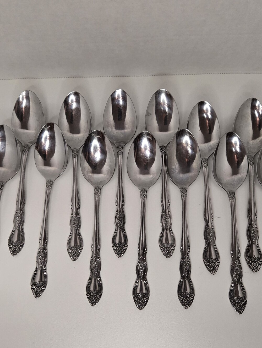 Orleans Silver Stainless Floral Tablespoons 13 Pcs Vintage Flatware Set Korea